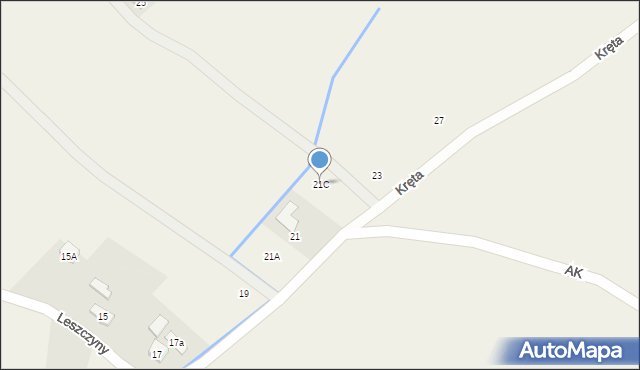 Odrzykoń, Leszczyny, 21C, mapa Odrzykoń