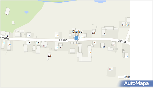 Okulice, Leśna, 7, mapa Okulice