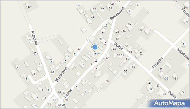 Okuniew, Leśna, 13, mapa Okuniew
