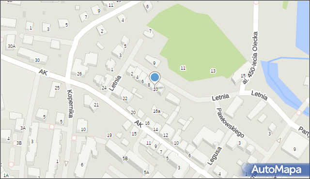 Olecko, Letnia, 10, mapa Olecko