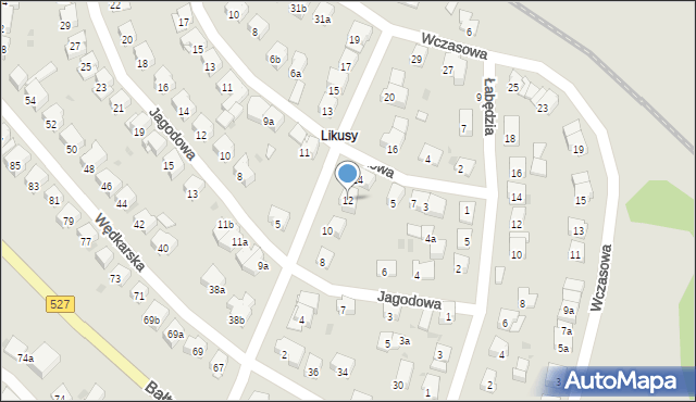 Olsztyn, Letniskowa, 12, mapa Olsztyna