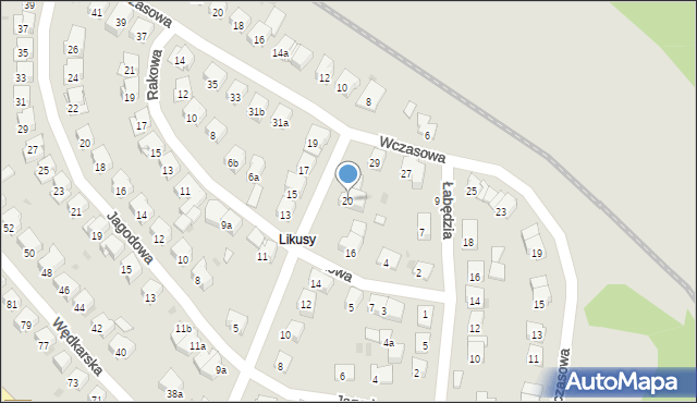 Olsztyn, Letniskowa, 20, mapa Olsztyna