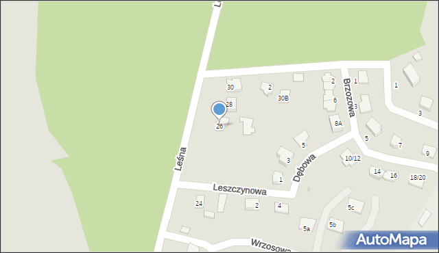 Olsztynek, Leśna, 26, mapa Olsztynek