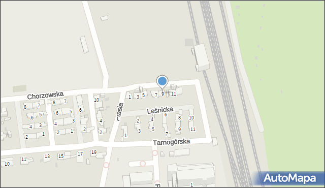 Opole, Leśnicka, 9, mapa Opola