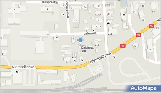 Opole, Lelewela Joachima, 3A, mapa Opola