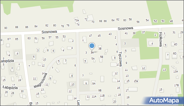 Orchówek, Letnia, 3A, mapa Orchówek