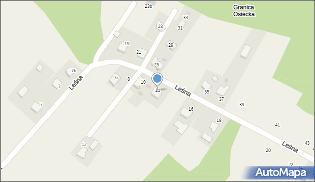 Osiek, Leśna, 14, mapa Osiek