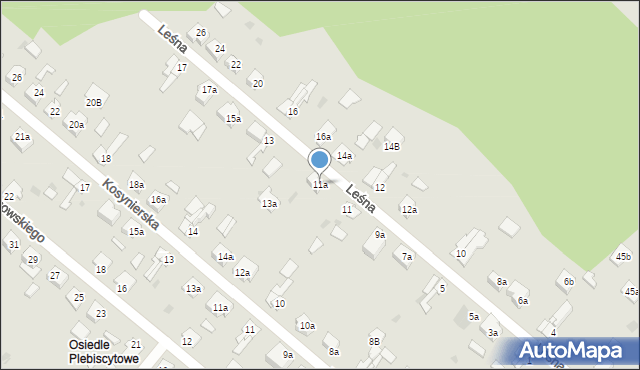 Ostróda, Leśna, 11a, mapa Ostróda
