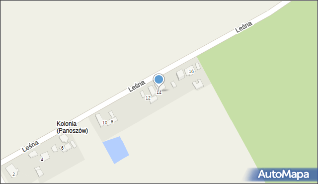 Panoszów, Leśna, 14, mapa Panoszów