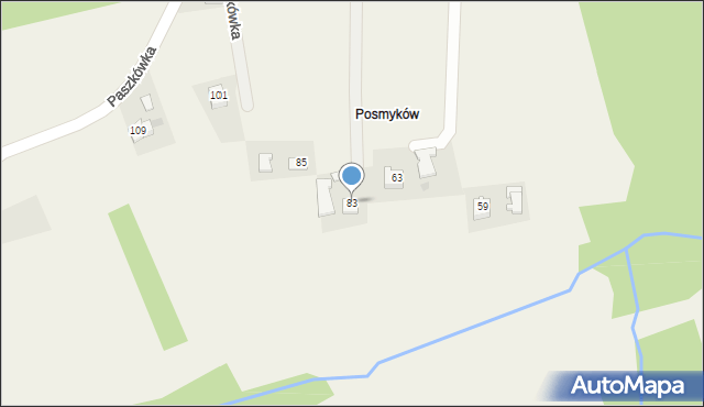 Paszkówka, Leśna, 83, mapa Paszkówka