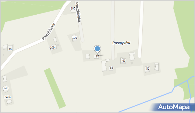 Paszkówka, Leśna, 85, mapa Paszkówka