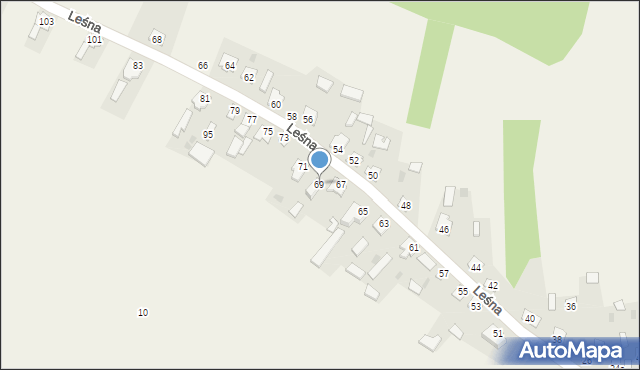 Pawłów, Leśna, 69, mapa Pawłów