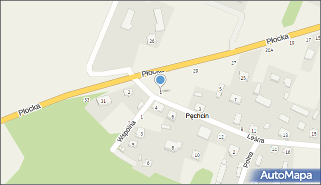 Pęchcin, Leśna, 1, mapa Pęchcin