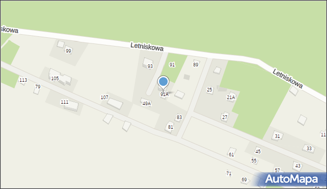 Pęclin, Letniskowa, 91A, mapa Pęclin