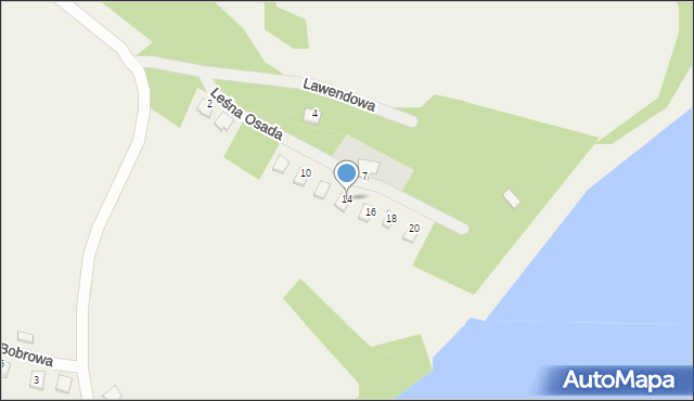 Perkowo, Leśna Osada, 14, mapa Perkowo