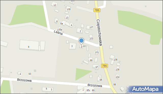 Piekoszów, Leśna, 1, mapa Piekoszów