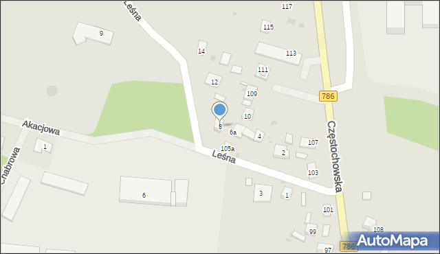 Piekoszów, Leśna, 8, mapa Piekoszów