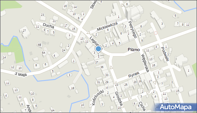 Pilzno, Legionów, 1, mapa Pilzno