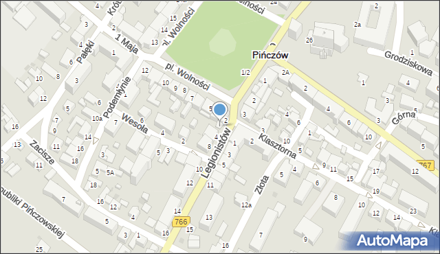 Pińczów, Legionistów, 2A, mapa Pińczów