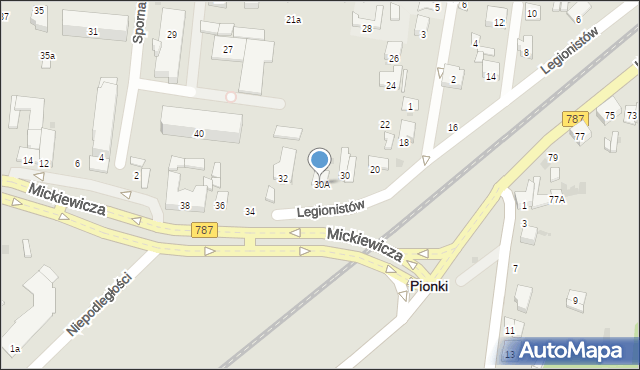 Pionki, Legionistów, 30A, mapa Pionki