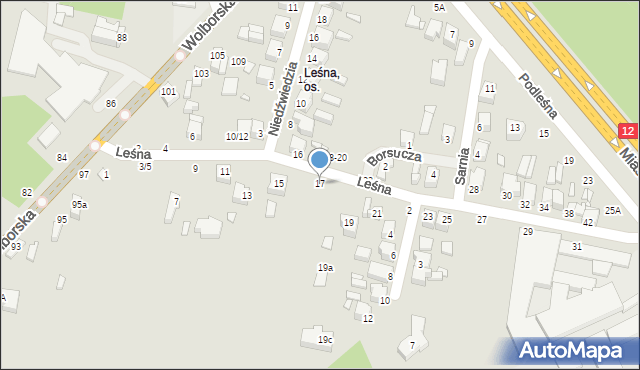 Piotrków Trybunalski, Leśna, 17, mapa Piotrków Trybunalski