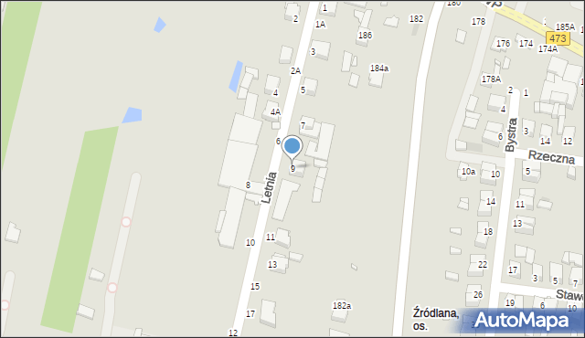 Piotrków Trybunalski, Letnia, 9, mapa Piotrków Trybunalski