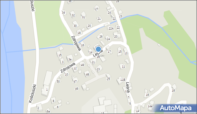 Piwniczna-Zdrój, Leśna, 19, mapa Piwniczna-Zdrój