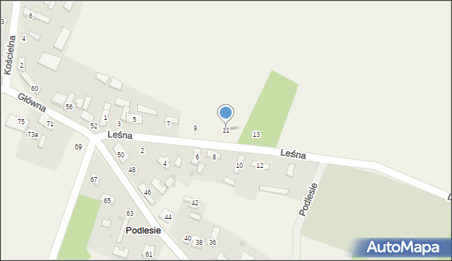 Podlesie, Leśna, 11, mapa Podlesie