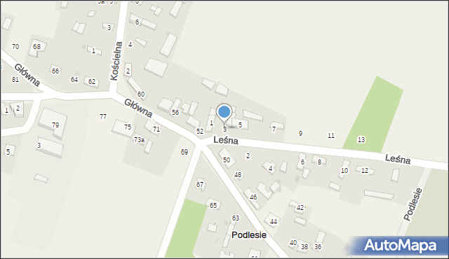 Podlesie, Leśna, 3, mapa Podlesie