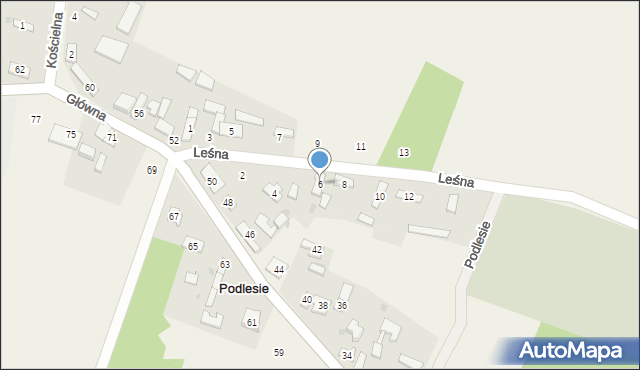 Podlesie, Leśna, 6, mapa Podlesie