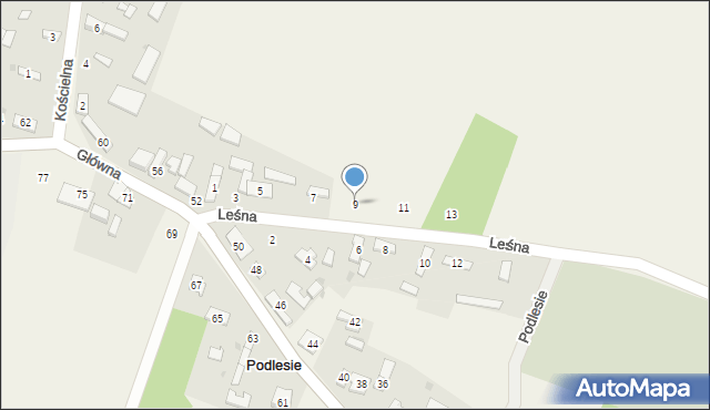 Podlesie, Leśna, 9, mapa Podlesie