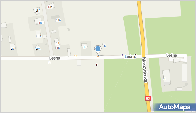 Podnieśno, Leśna, 8, mapa Podnieśno