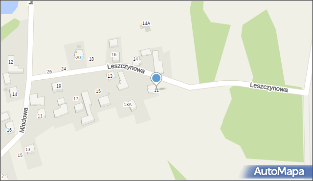 Polanka Wielka, Leszczynowa, 11, mapa Polanka Wielka