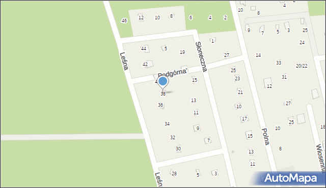 Popowo-Parcele, Leśna, 38, mapa Popowo-Parcele