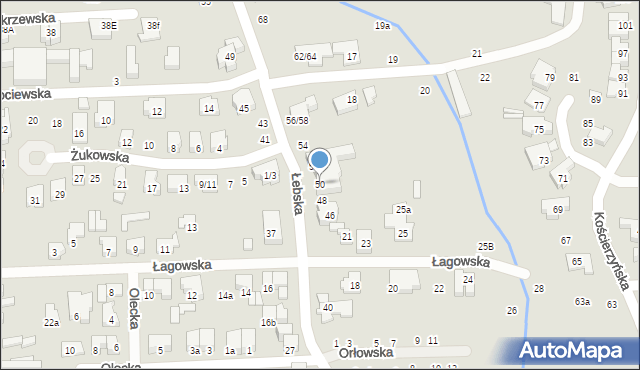 Poznań, Łebska, 50, mapa Poznania