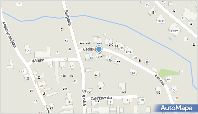 Poznań, Łebska, 83/85, mapa Poznania