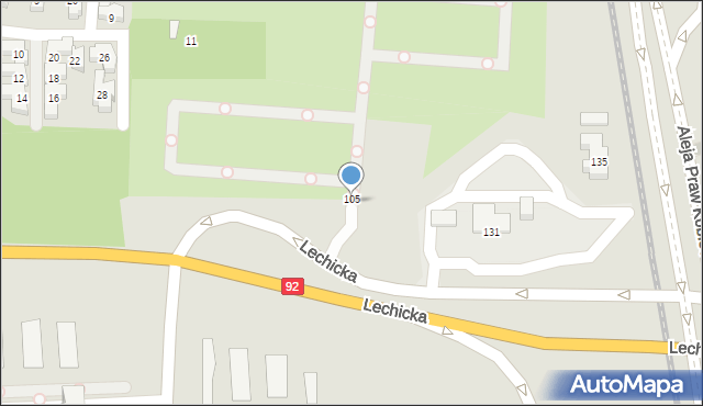 Poznań, Lechicka, 105, mapa Poznania