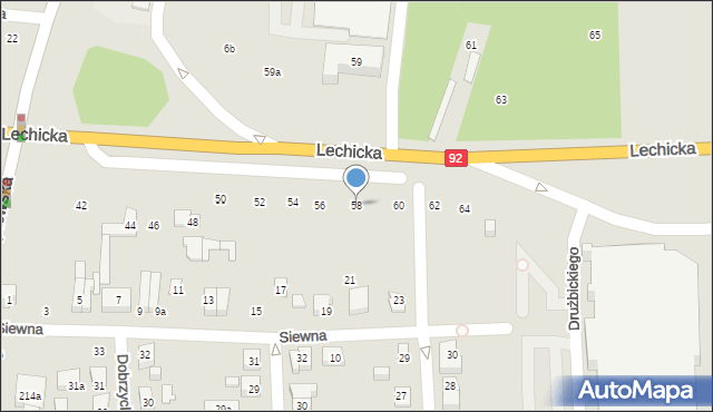 Poznań, Lechicka, 58, mapa Poznania