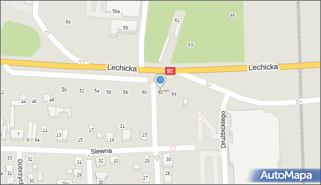 Poznań, Lechicka, 62, mapa Poznania