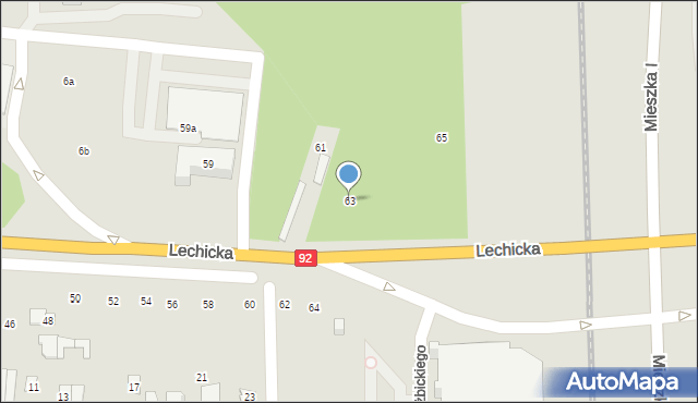 Poznań, Lechicka, 63, mapa Poznania