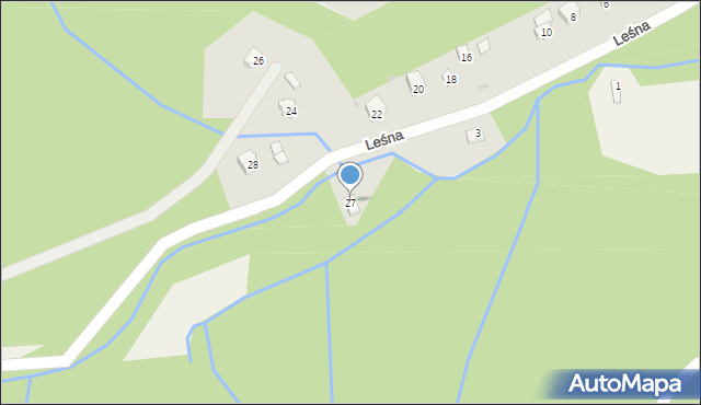 Przybędza, Leśna, 27, mapa Przybędza