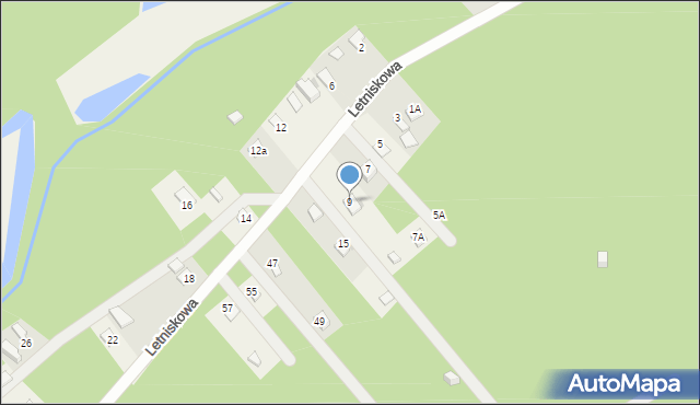Przybynów, Letniskowa, 9, mapa Przybynów