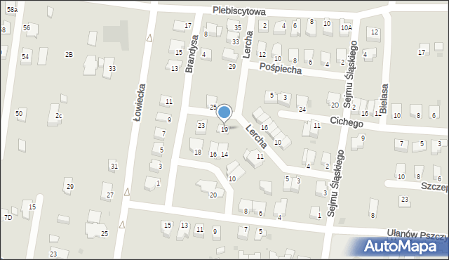 Pszczyna, Lercha Franciszka, dr., 19, mapa Pszczyny