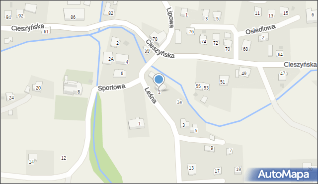 Puńców, Leśna, 1, mapa Puńców