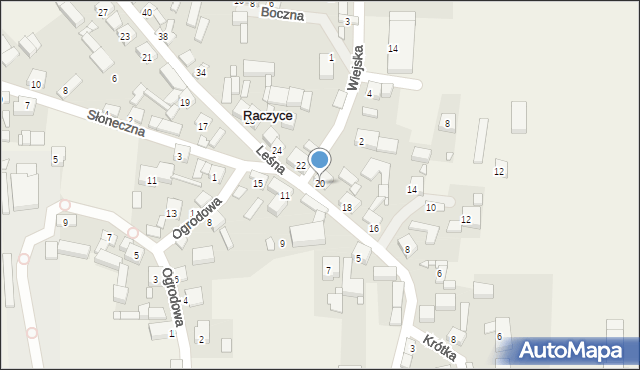 Raczyce, Leśna, 20, mapa Raczyce