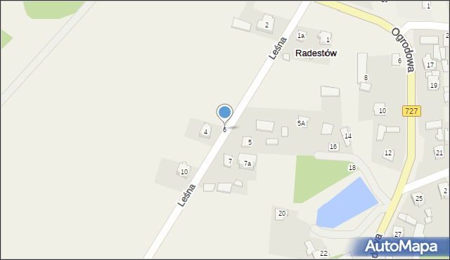 Radestów, Leśna, 6, mapa Radestów