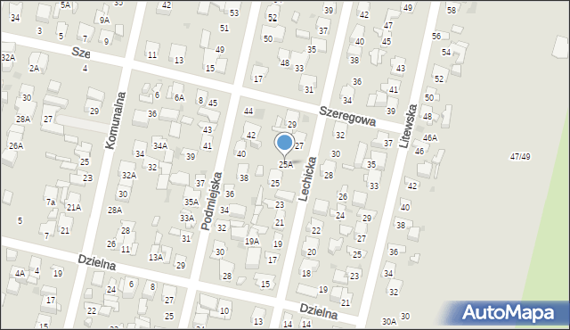 Radom, Lechicka, 25A, mapa Radomia