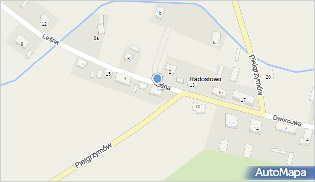 Radostowo, Leśna, 1, mapa Radostowo