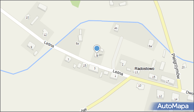 Radostowo, Leśna, 8, mapa Radostowo