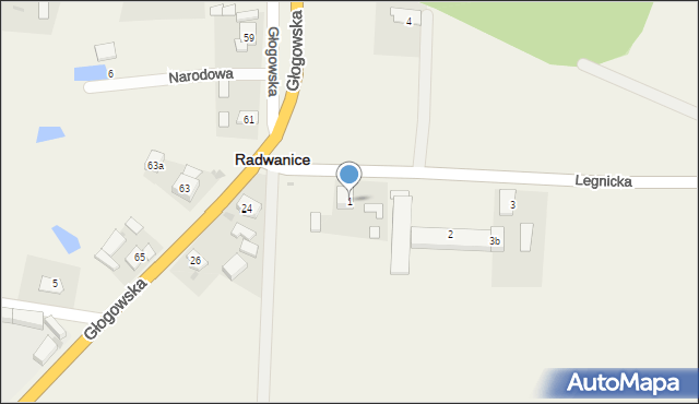 Radwanice, Legnicka, 1, mapa Radwanice